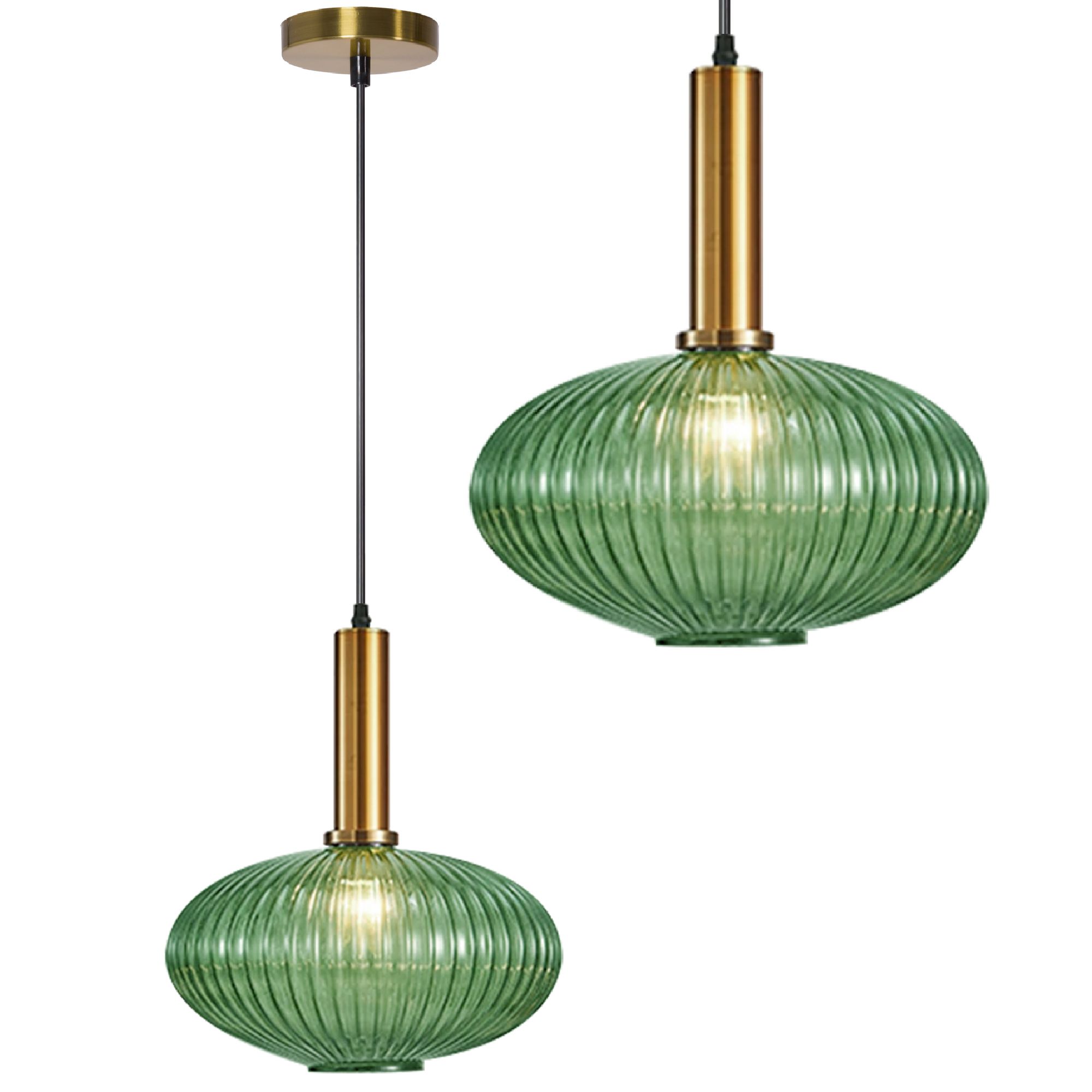 Toolight Skleněná závěsná stropní lampa zelená APP465-1CP
