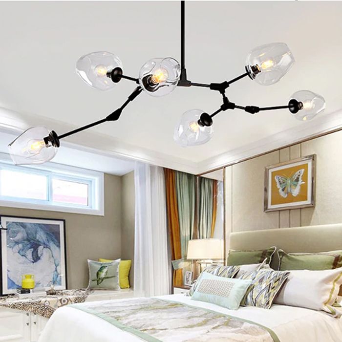 Toolight Skleněné koule 7 ramenná závěsná lampa APP505-7C černá - Obrázek 2