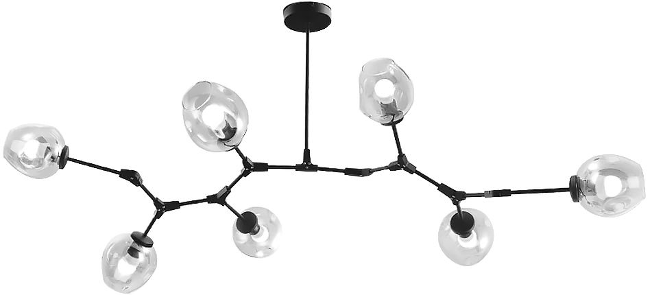 Toolight Skleněné koule 7 ramenná závěsná lampa APP505-7C černá