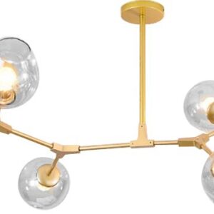 Toolight Skleněné koule 7 ramenná závěsná lampa APP507-7C zlatá