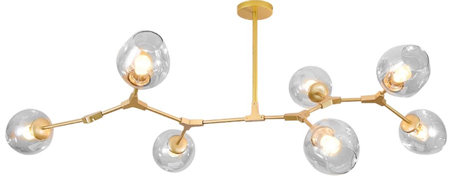 Toolight Skleněné koule 7 ramenná závěsná lampa APP507-7C zlatá