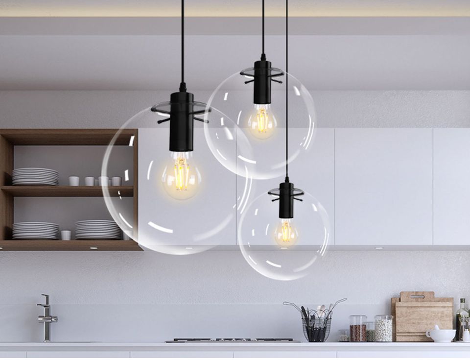 Toolight Skleněné závěsné stropní svítidlo Lassi 25 cm APP307-1CP Black - Obrázek 2