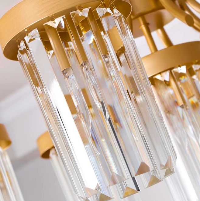 Toolight Stropní křišťálová závěsná lampa APP769-9CP zlatá - Obrázek 2