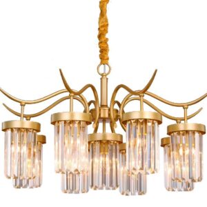 Toolight Stropní křišťálová závěsná lampa APP769-9CP zlatá