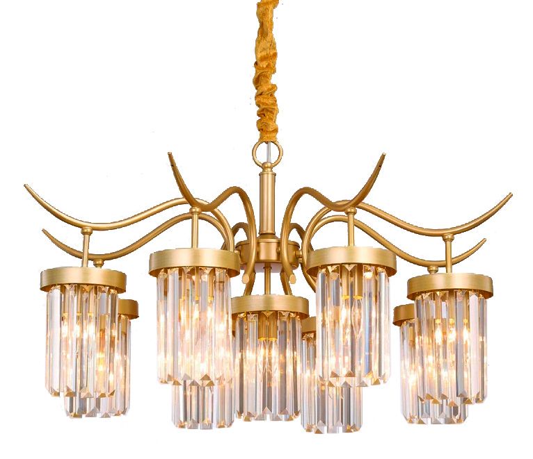 Toolight Stropní křišťálová závěsná lampa APP769-9CP zlatá