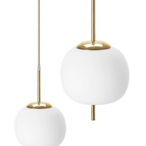 Toolight Závěsná stropní lampa Skleněná koule bílé zlato APP669-1CP