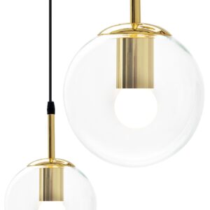 Toolight Závěsná stropní lampa skleněná koule zlatá APP686-1CP