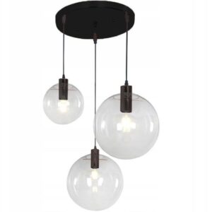 Toolight Závěsné skleněné stropní svítidlo Lassi Black 20 + 25 + 30 cm