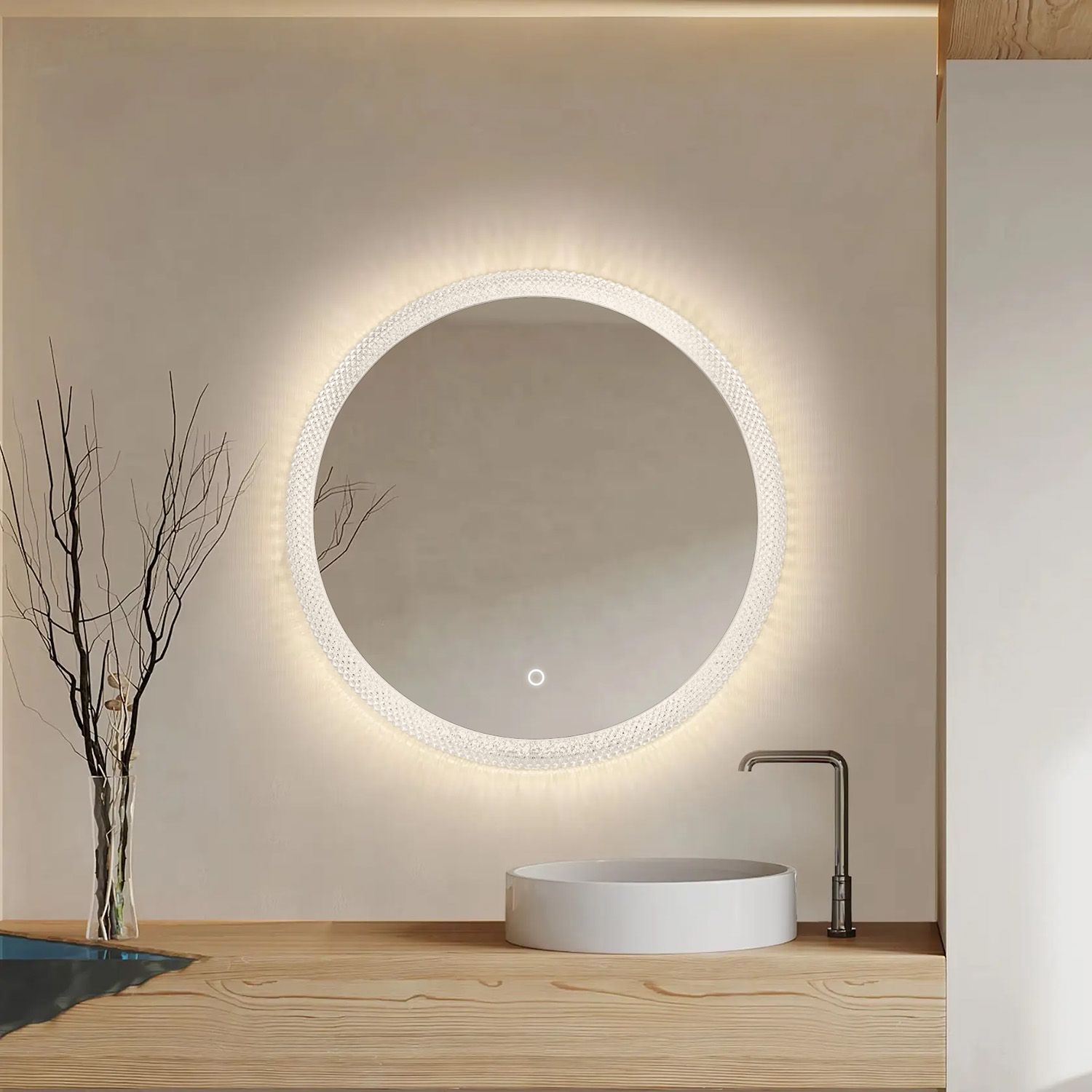 Tutumi Zrcadlo ⌀60 cm s regulovatelným LED osvětlením HOM-01501 - Obrázek 2