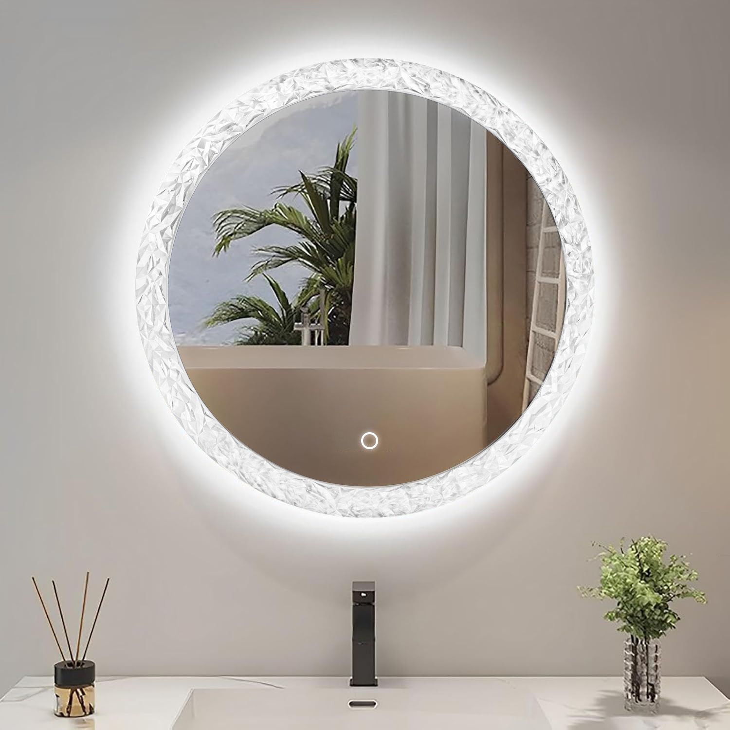 Tutumi Zrcadlo ⌀60 cm s regulovatelným LED osvětlením HOM-01502 - Obrázek 2