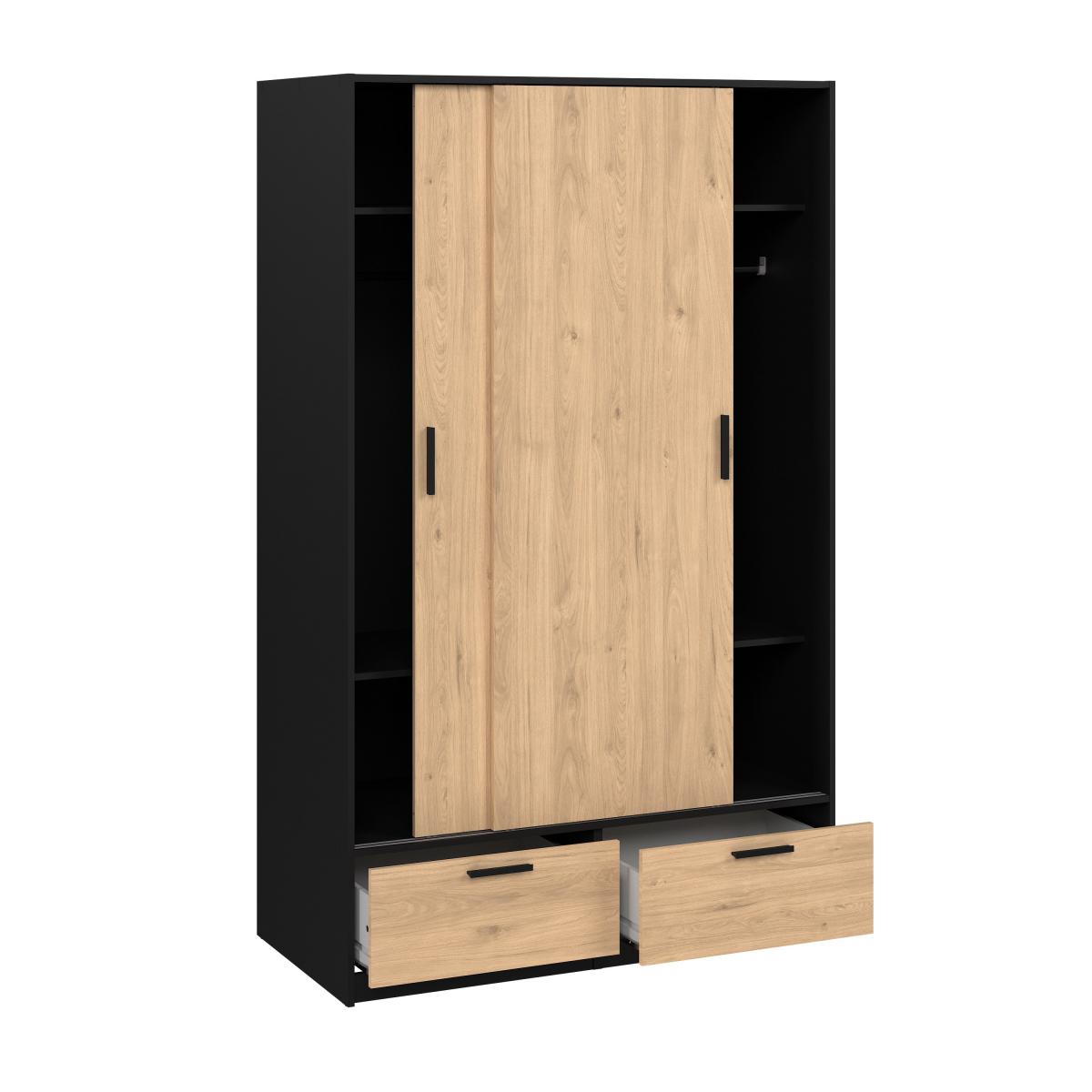 Tvilum Skříň Lincoln 2D2S černý mat/jackson hickory - Obrázek 2