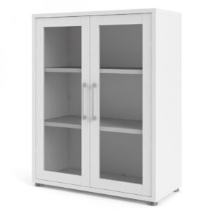 Tvilum Skříňka Office 80400/126 bílá/sklo