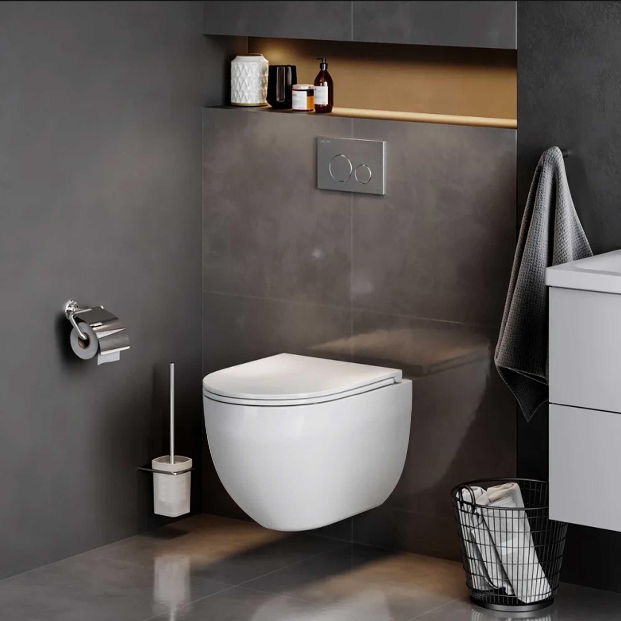 Závěsná WC mísa se sedátkem REA Carlo Mini Tornado Rimless Flat Pro