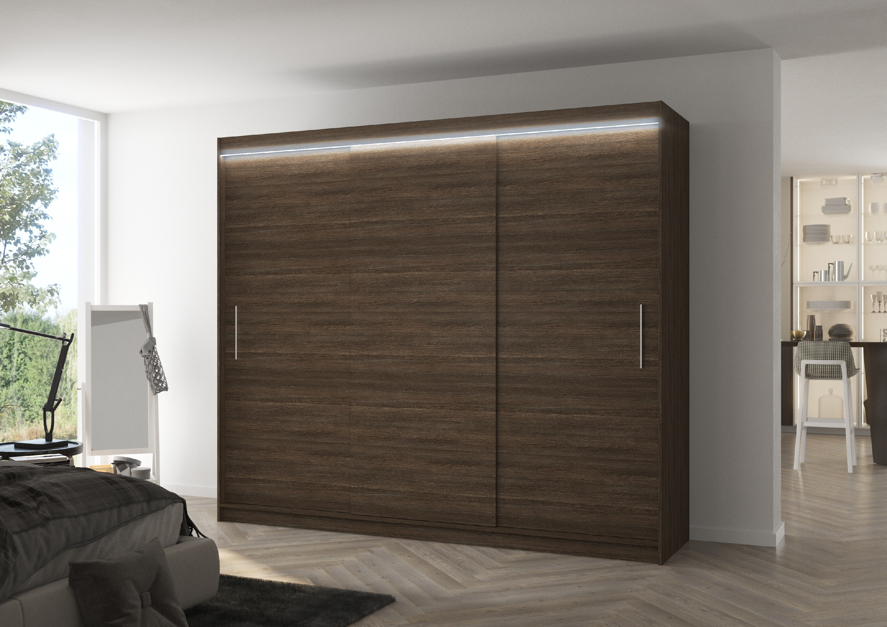 ADRK Šatní skříň posuvná s LED osvětlením ANTOS CH 250 L