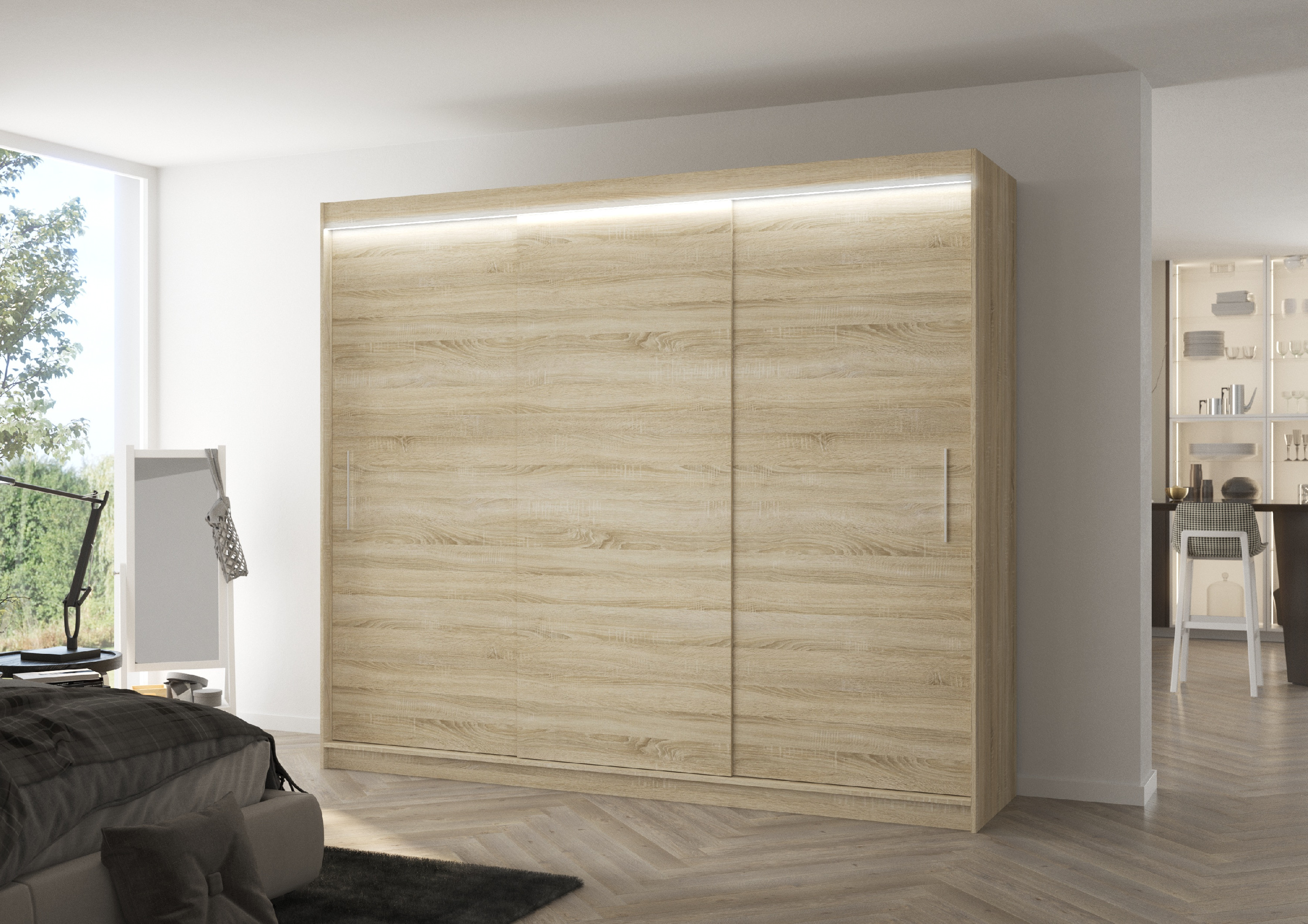ADRK Šatní skříň posuvná s LED osvětlením ANTOS S 250 L