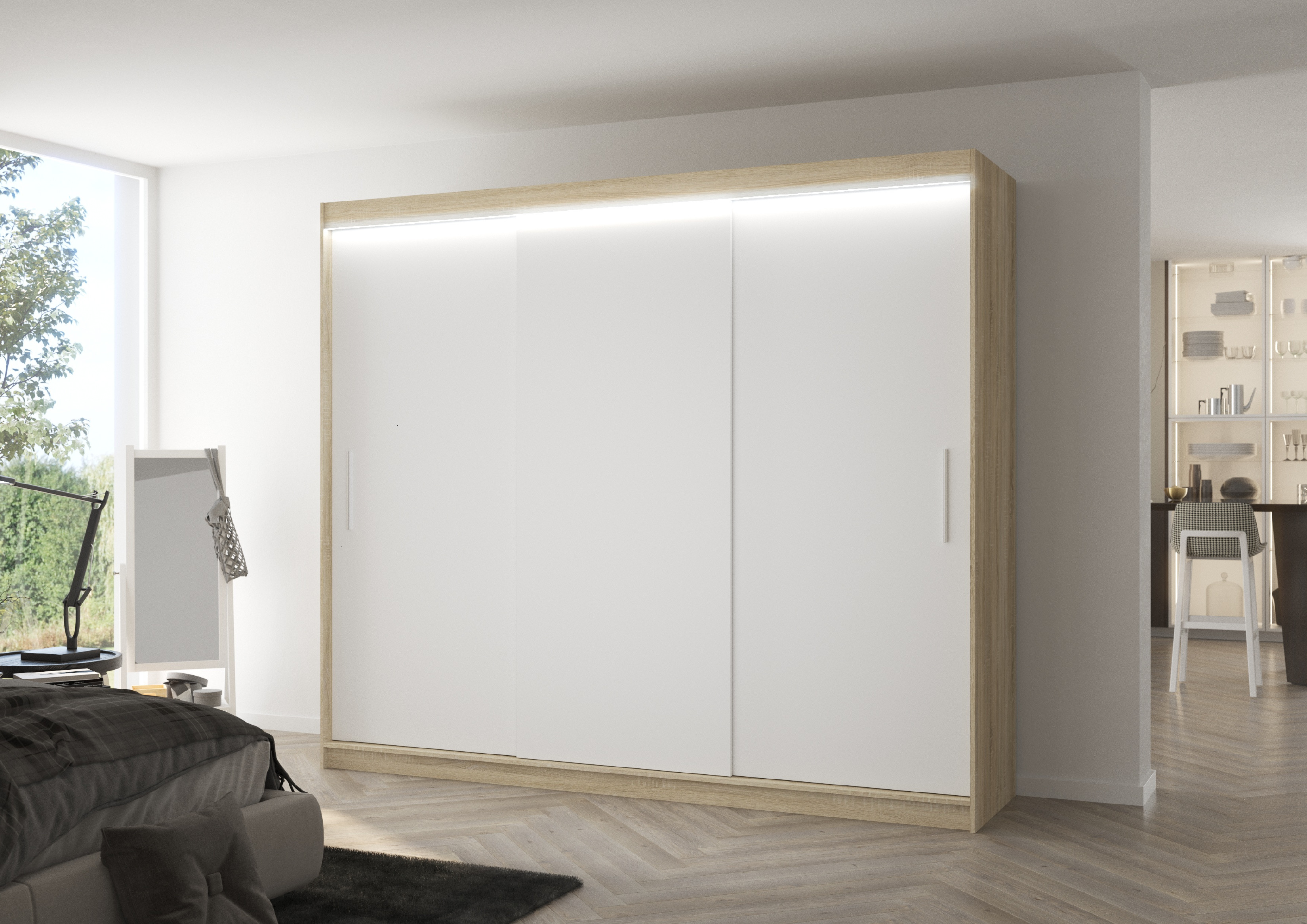 ADRK Šatní skříň posuvná s LED osvětlením ANTOS S-W 250 L