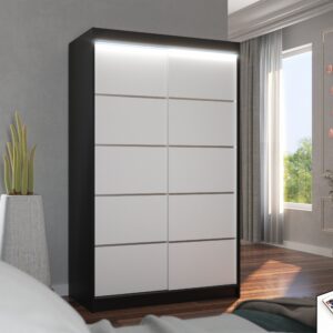 ADRK Šatní skříň posuvná s LED osvětlením BENISSO B-W 120 L