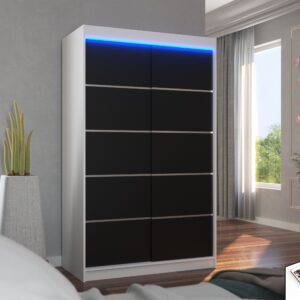 ADRK Šatní skříň posuvná s LED osvětlením BENISSO W-B 120 L