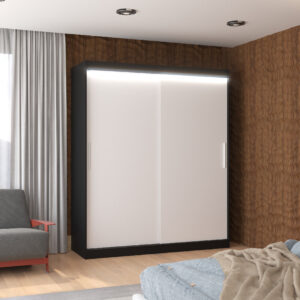 ADRK Šatní skříň posuvná s LED osvětlením LINCOLN B-W 180 L