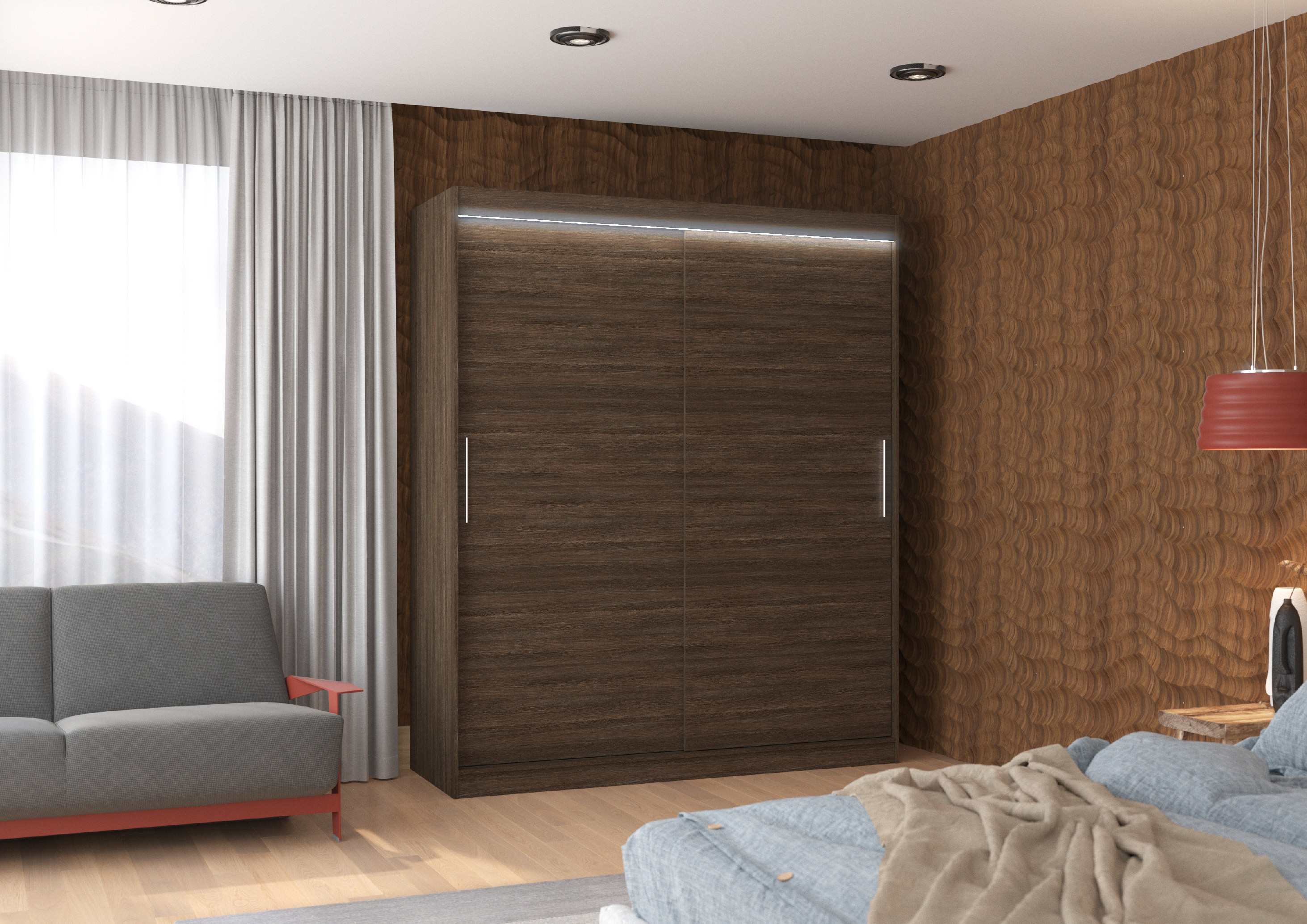 ADRK Šatní skříň posuvná s LED osvětlením LINCOLN CH 180 L
