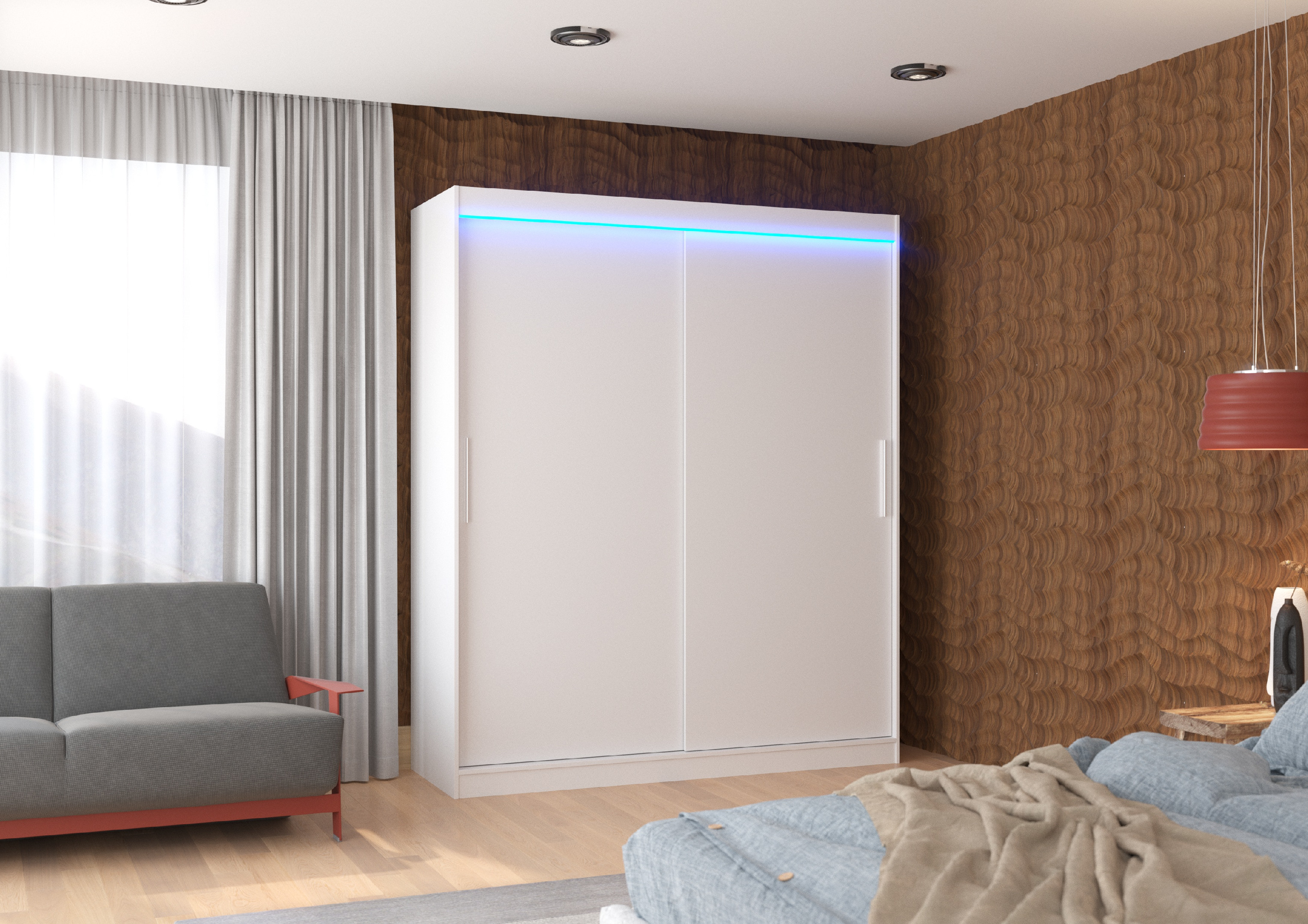 ADRK Šatní skříň posuvná s LED osvětlením LINCOLN W 180 L