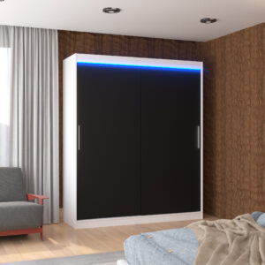 ADRK Šatní skříň posuvná s LED osvětlením LINCOLN W-B 180 L