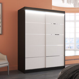 ADRK Šatní skříň posuvná s LED osvětlením LUFT B-W 150 L
