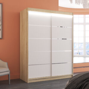 ADRK Šatní skříň posuvná s LED osvětlením LUFT S-W 150 L