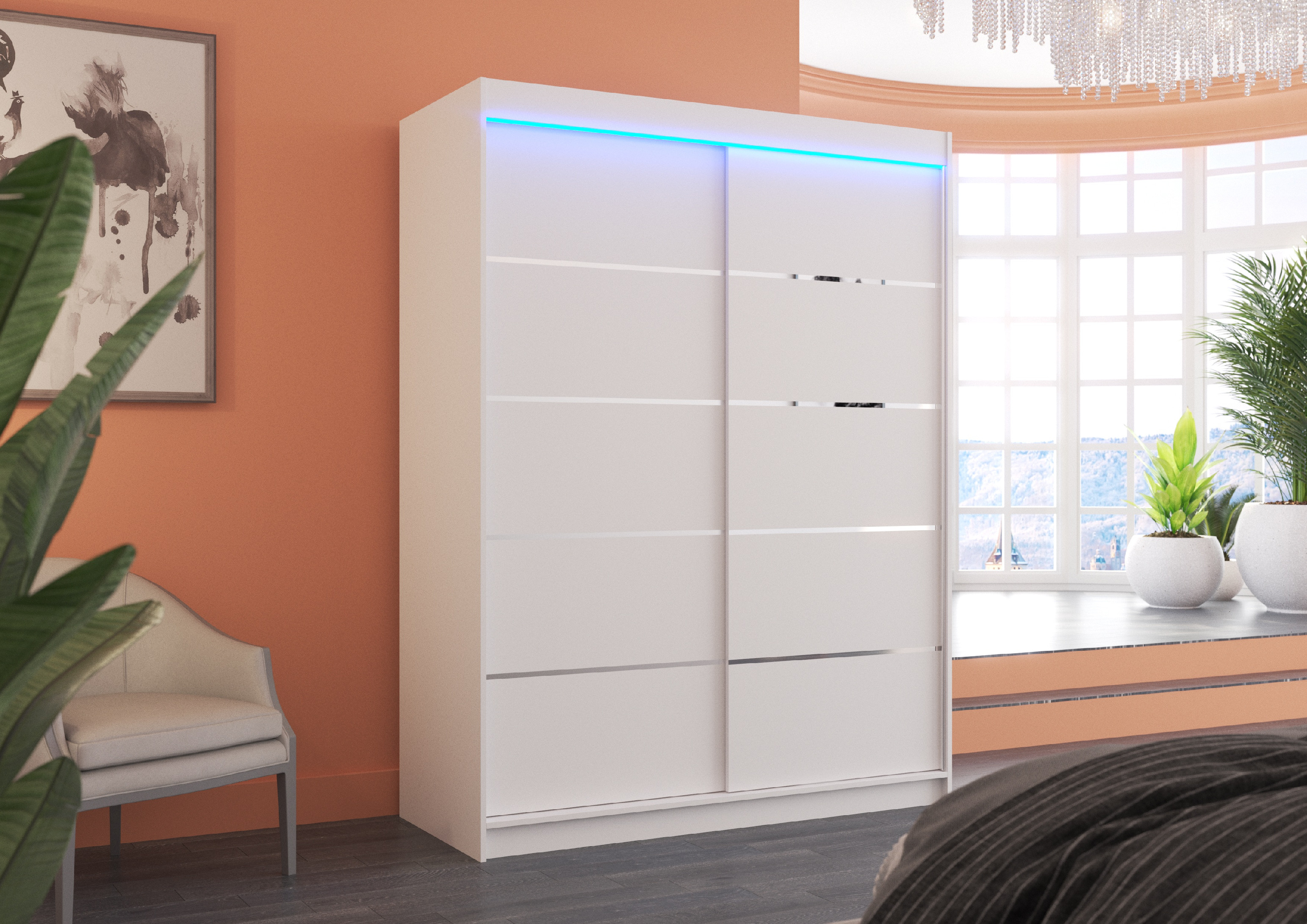 ADRK Šatní skříň posuvná s LED osvětlením LUFT W 150 L