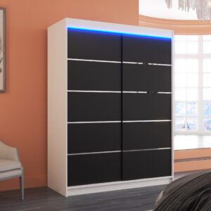 ADRK Šatní skříň posuvná s LED osvětlením LUFT W-B 150 L