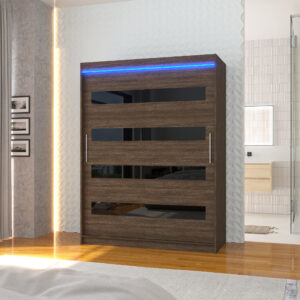 ADRK Šatní skříň posuvná s LED osvětlením MARTINEZ CH-BL 150 L