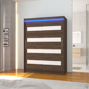 ADRK Šatní skříň posuvná s LED osvětlením MARTINEZ CH-WL 150 L