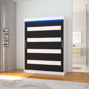 ADRK Šatní skříň posuvná s LED osvětlením MARTINEZ W-B-WL 150 L