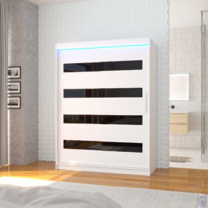 ADRK Šatní skříň posuvná s LED osvětlením MARTINEZ W-BL 150 L