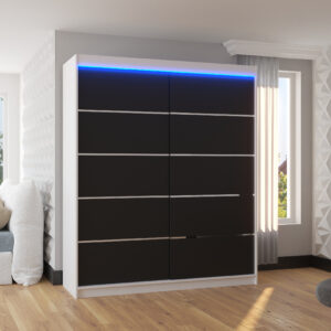 ADRK Šatní skříň posuvná s LED osvětlením SPECTRA W-B 180 L