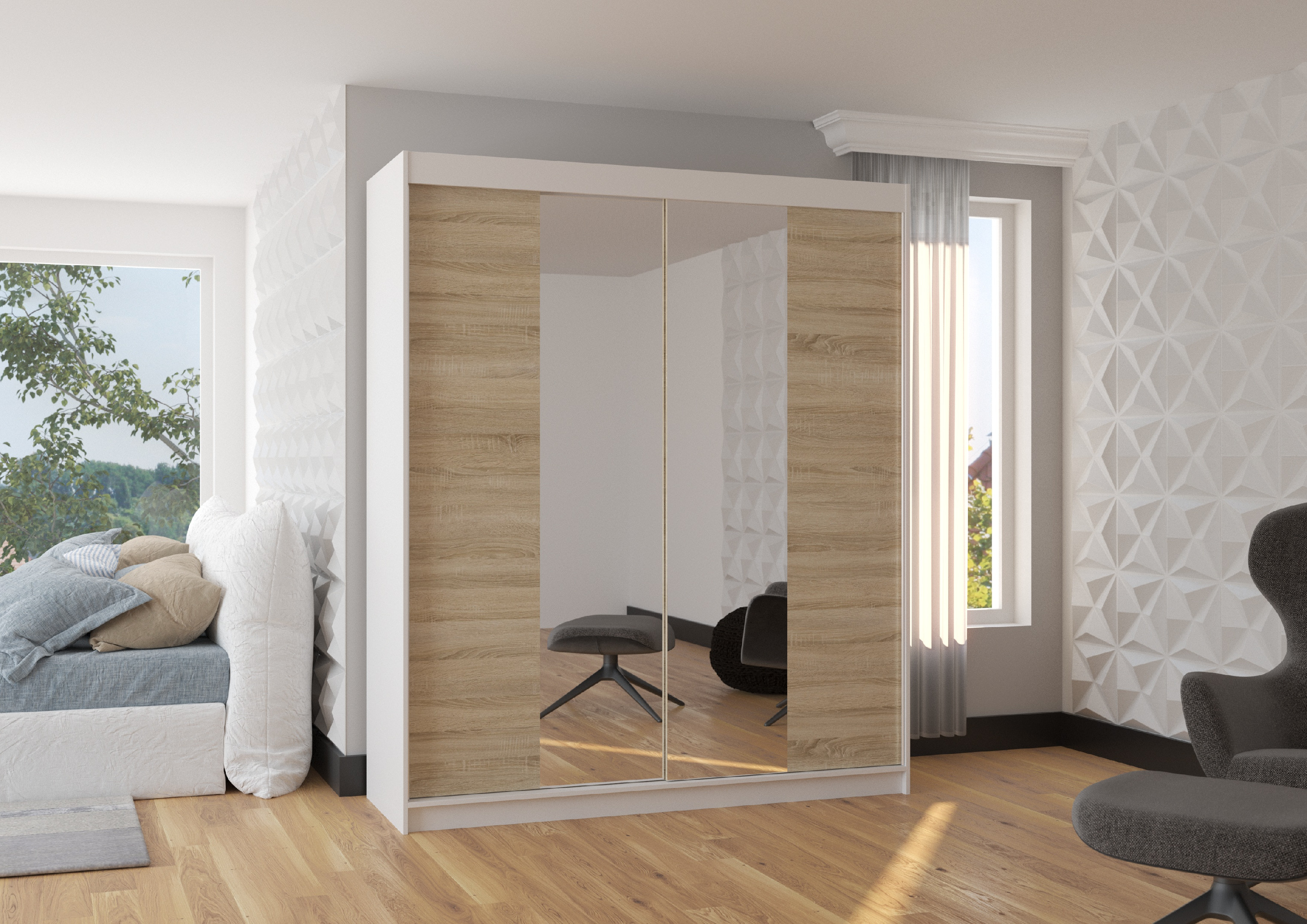 ADRK Šatní zrcadlová skříň posuvná BALANCE W-S 180