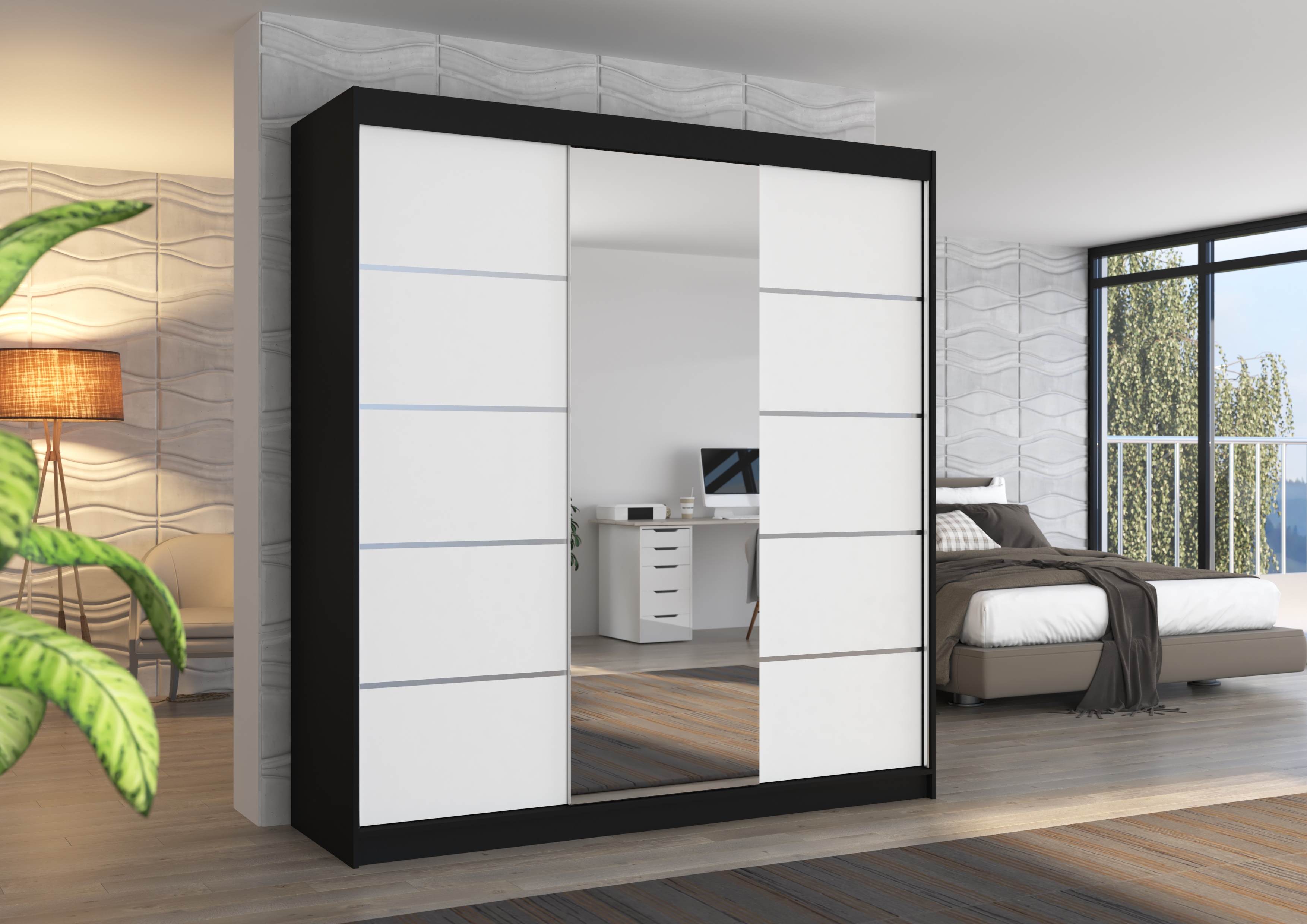 ADRK Šatní zrcadlová skříň posuvná BERGEN B-W 200