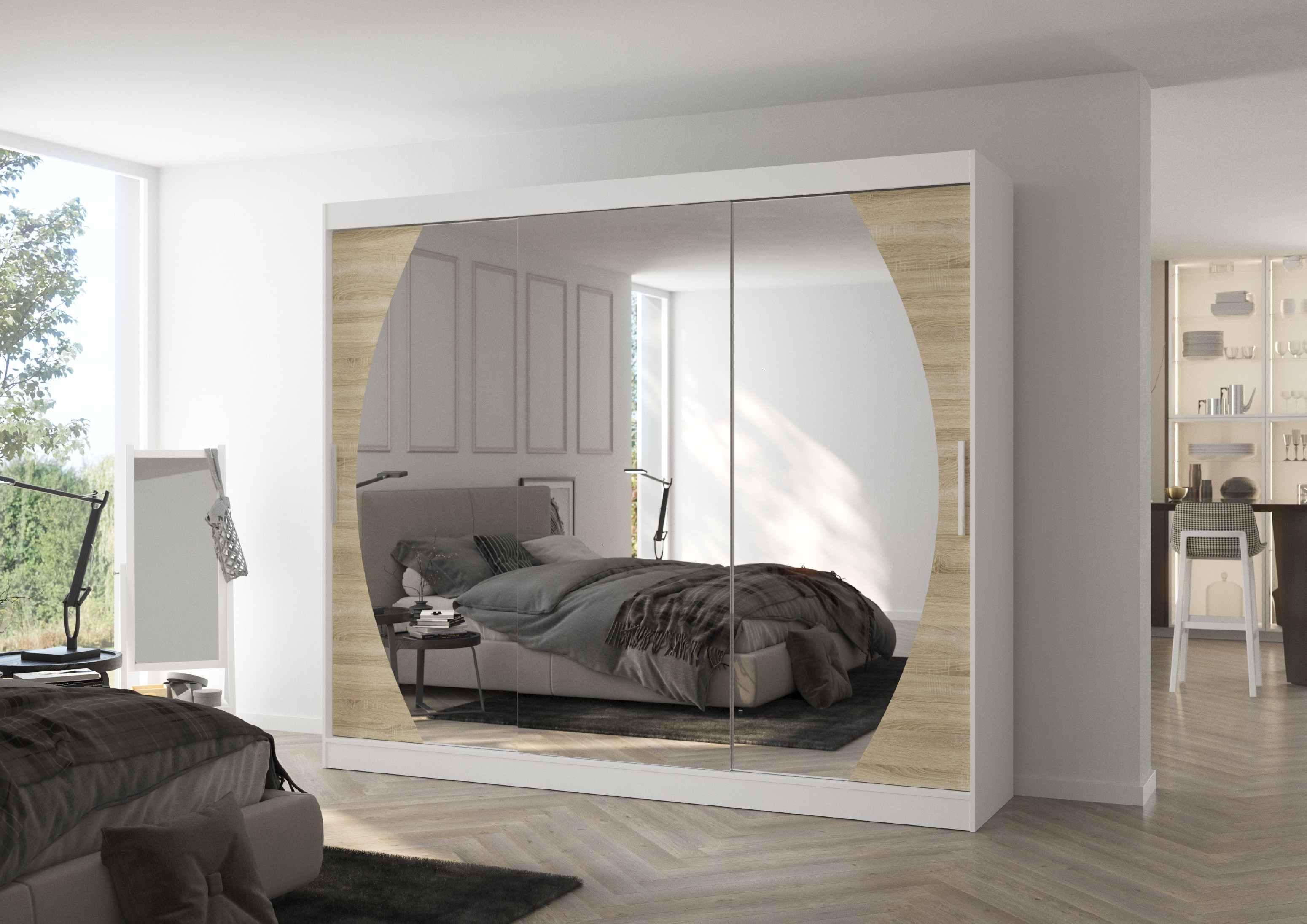 ADRK Šatní zrcadlová skříň posuvná CAMBE W-S 250