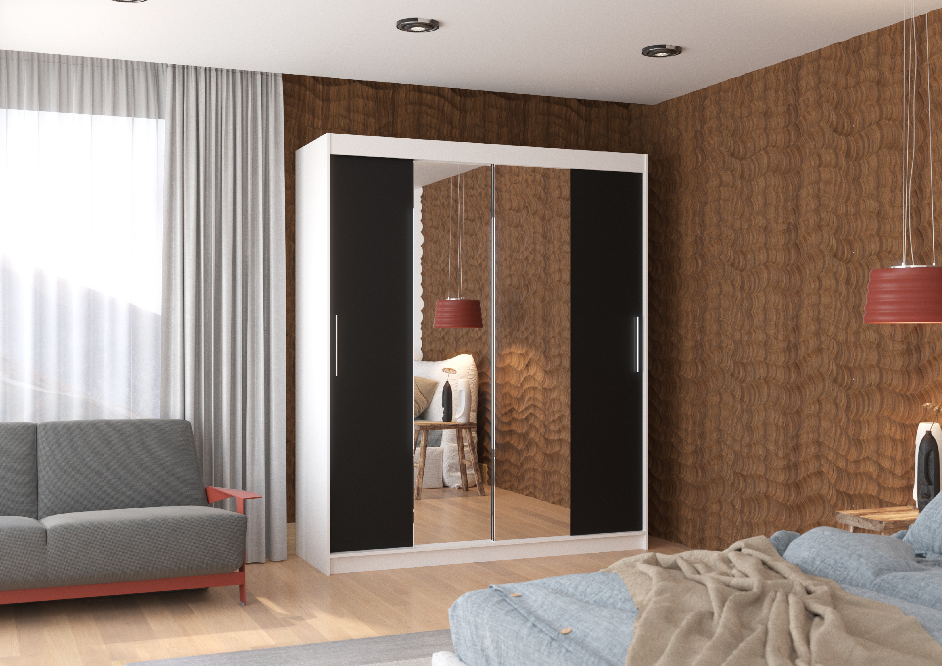 ADRK Šatní zrcadlová skříň posuvná DALLAS W-B 180