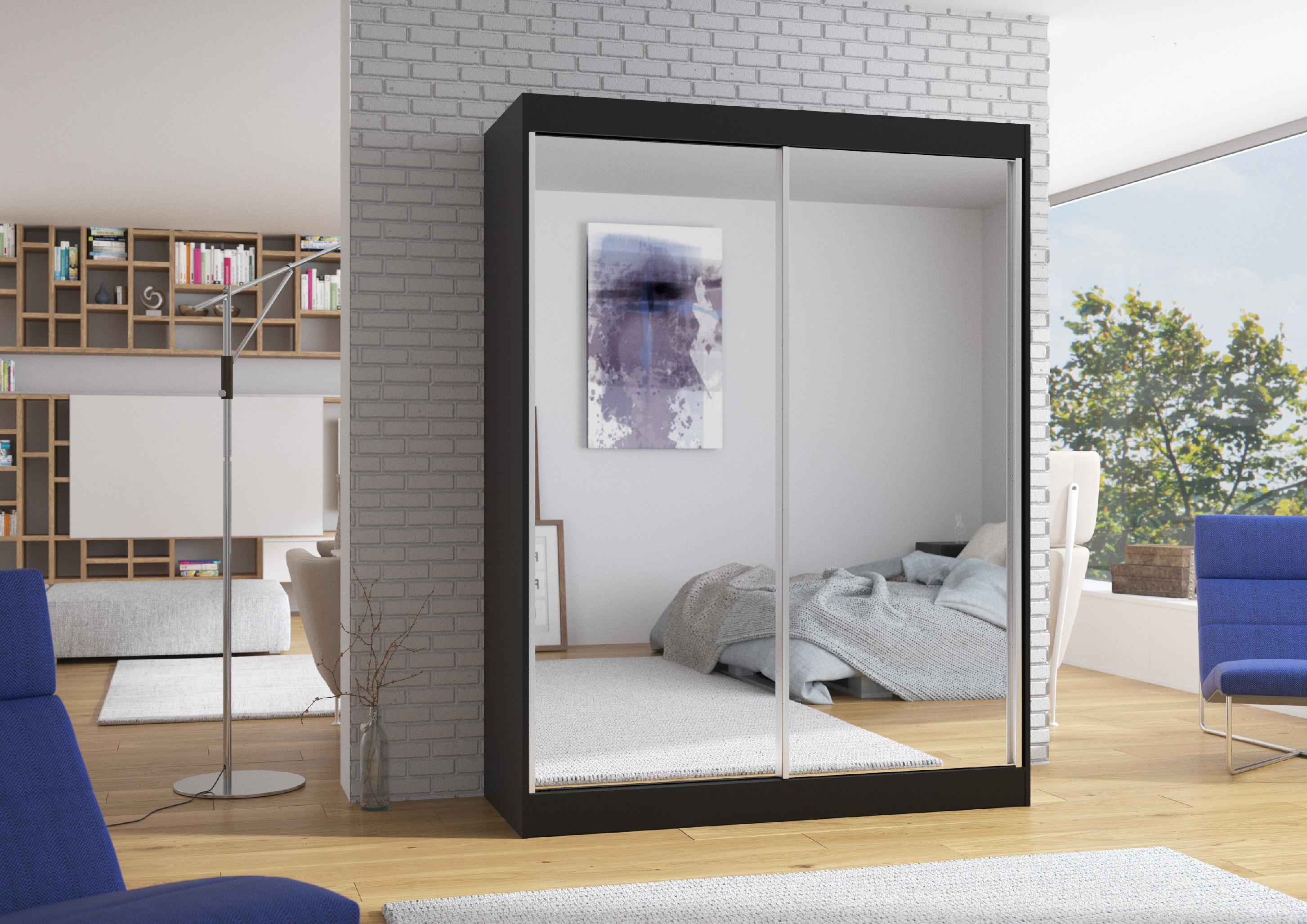 ADRK Šatní zrcadlová skříň posuvná FLOREST B 150