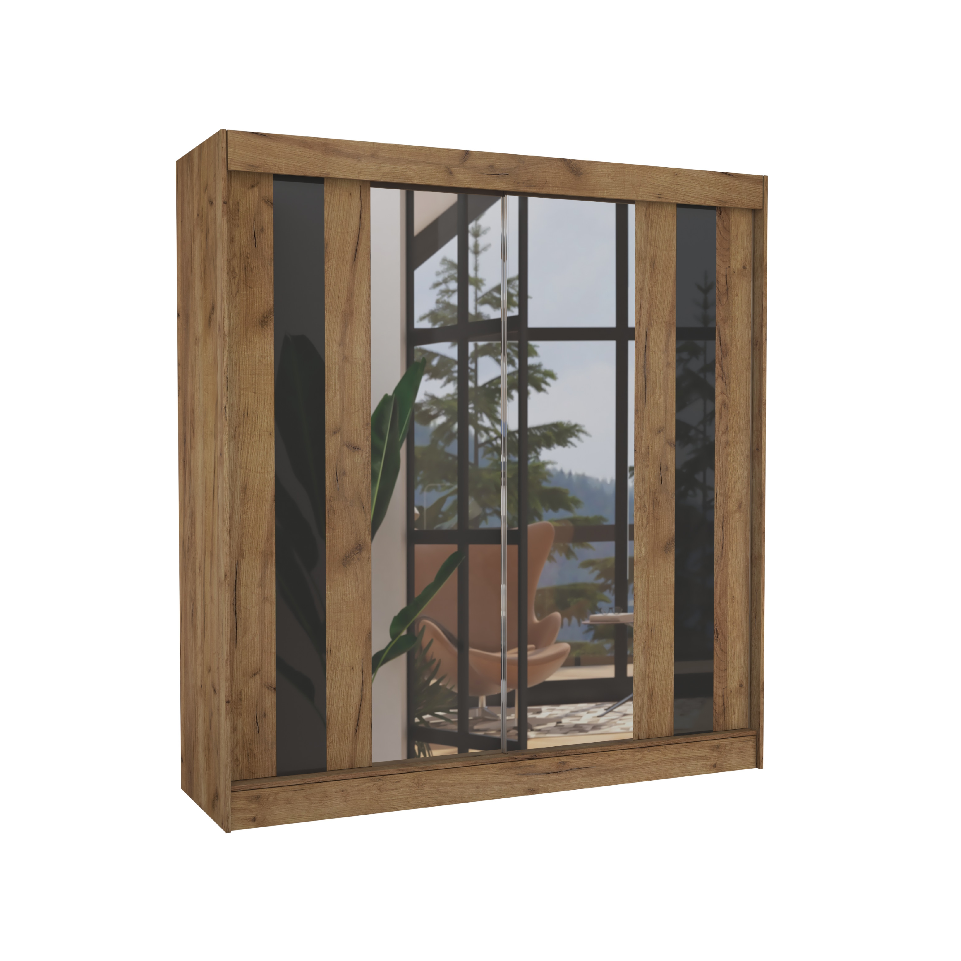 dub craft/černý Lacobel Šířka (cm): 200