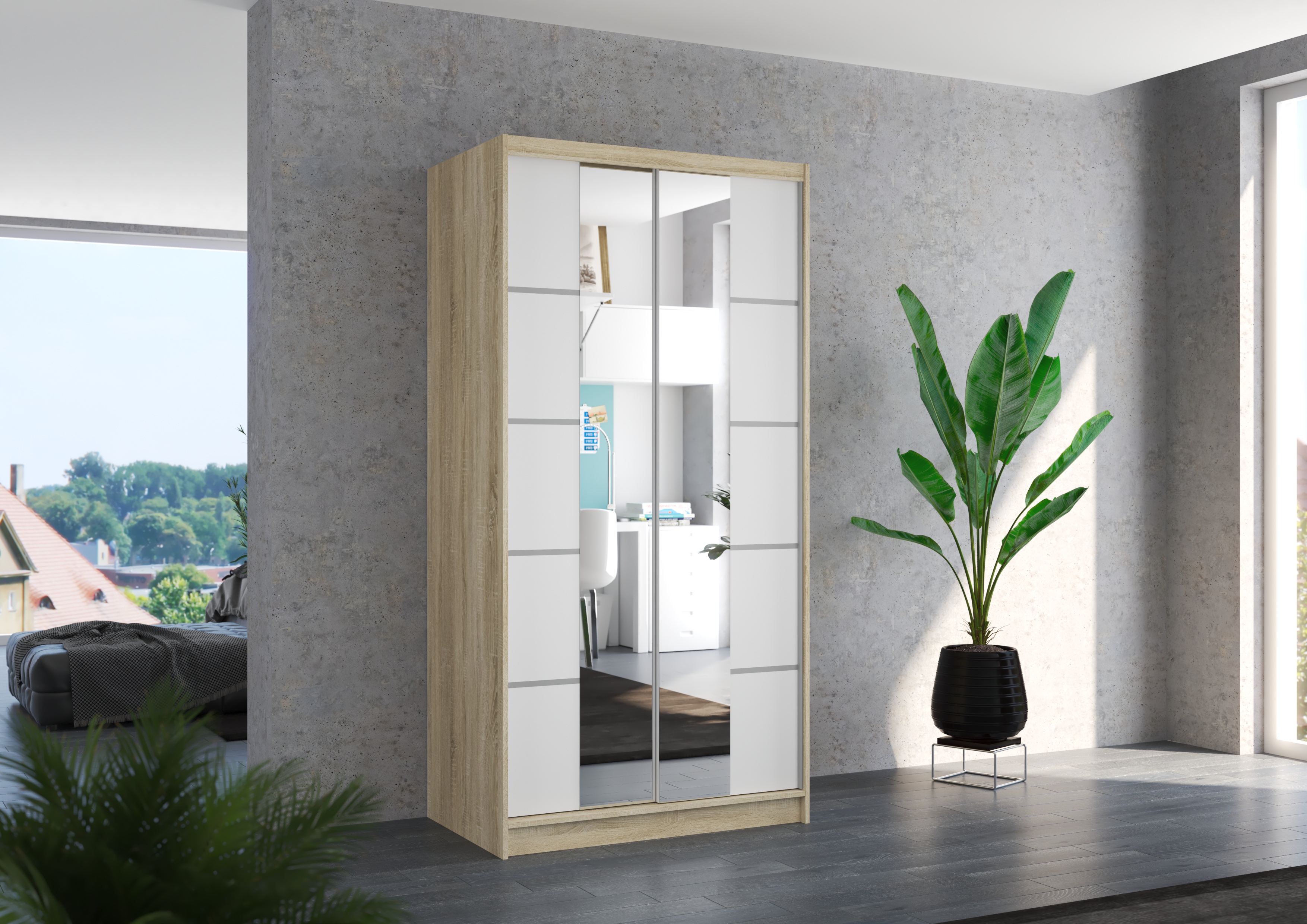 ADRK Šatní zrcadlová skříň posuvná KSAWER S-W 100