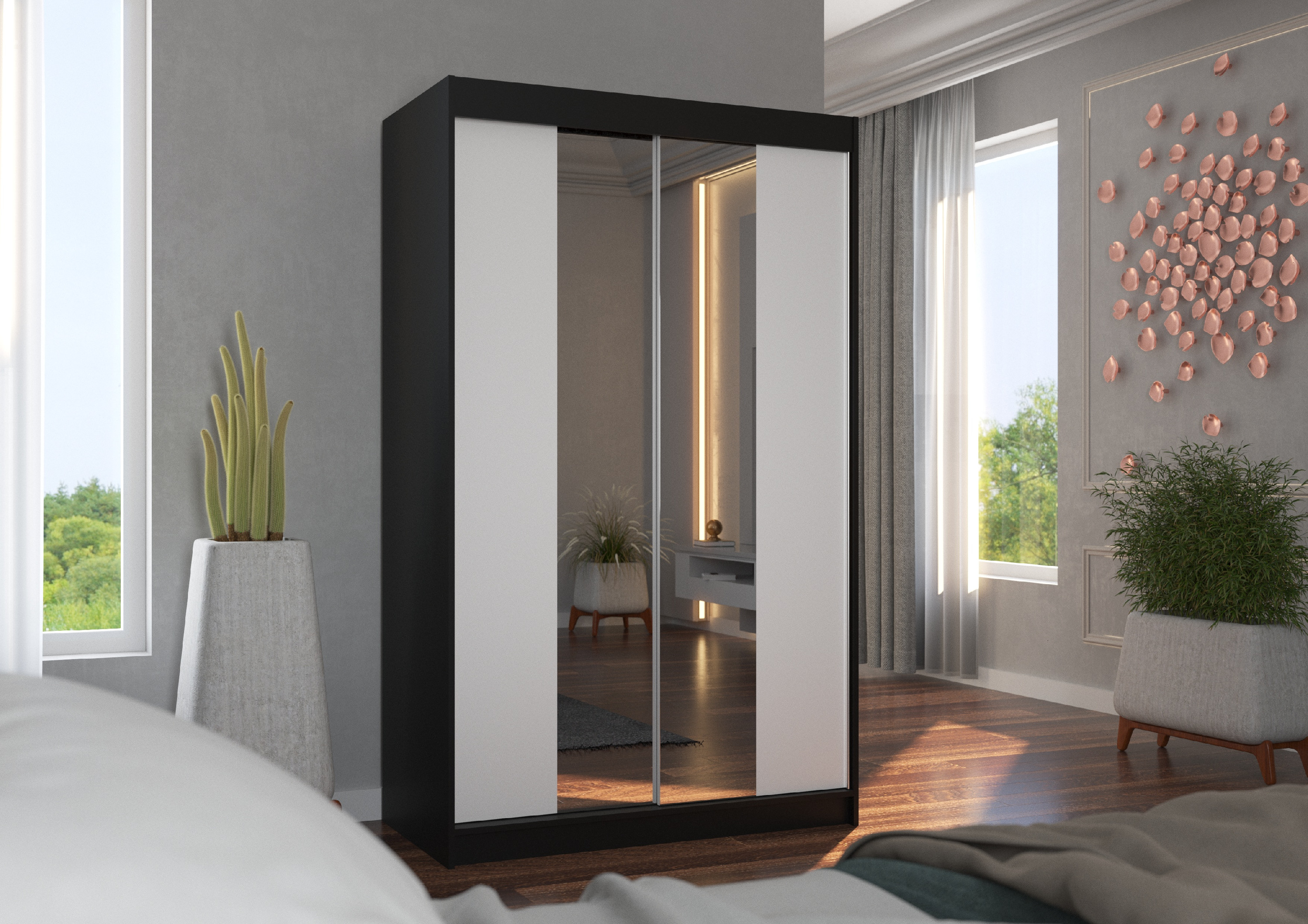 ADRK Šatní zrcadlová skříň posuvná MARVIN B-W 120