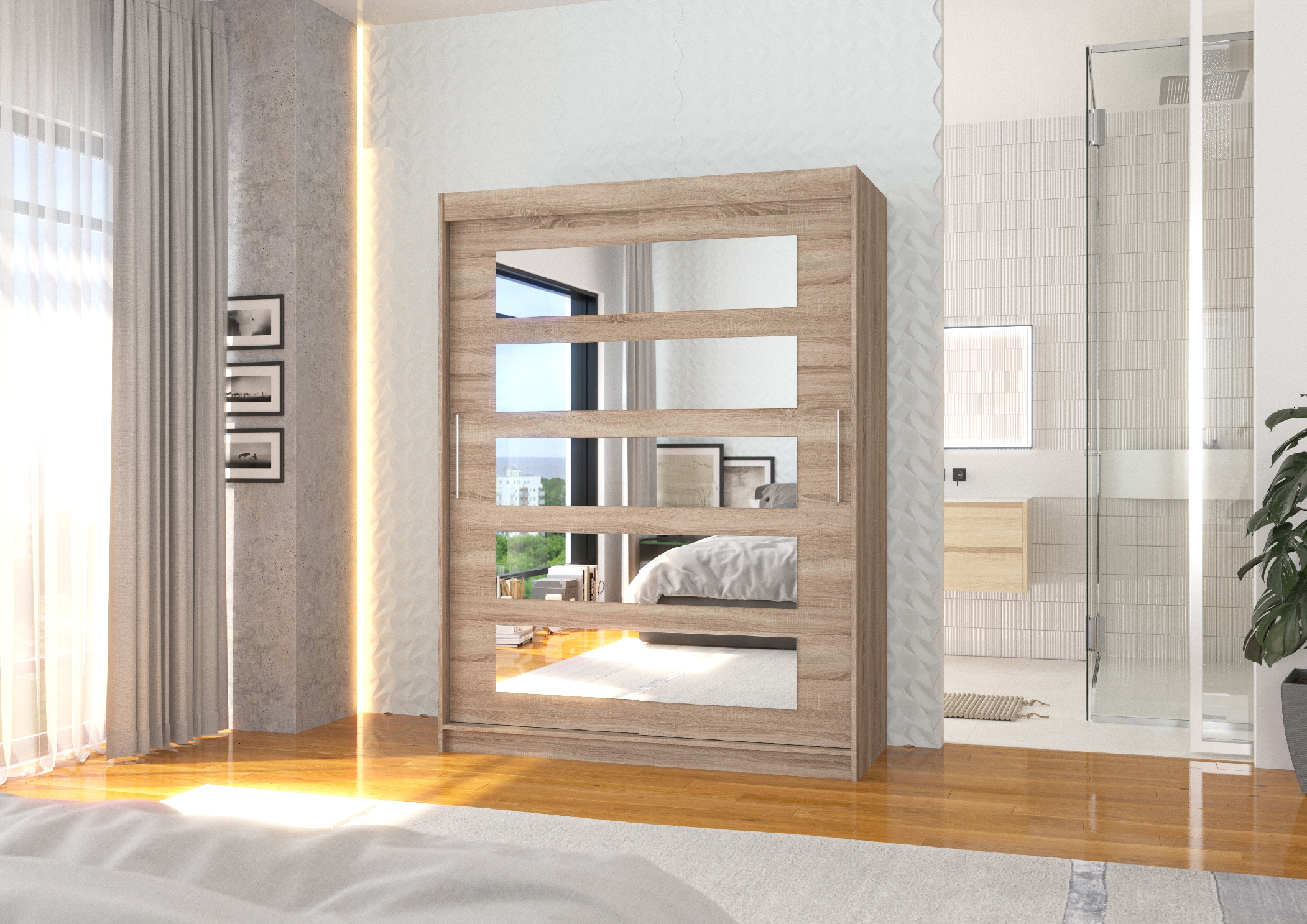 ADRK Šatní zrcadlová skříň posuvná MURANI T 150