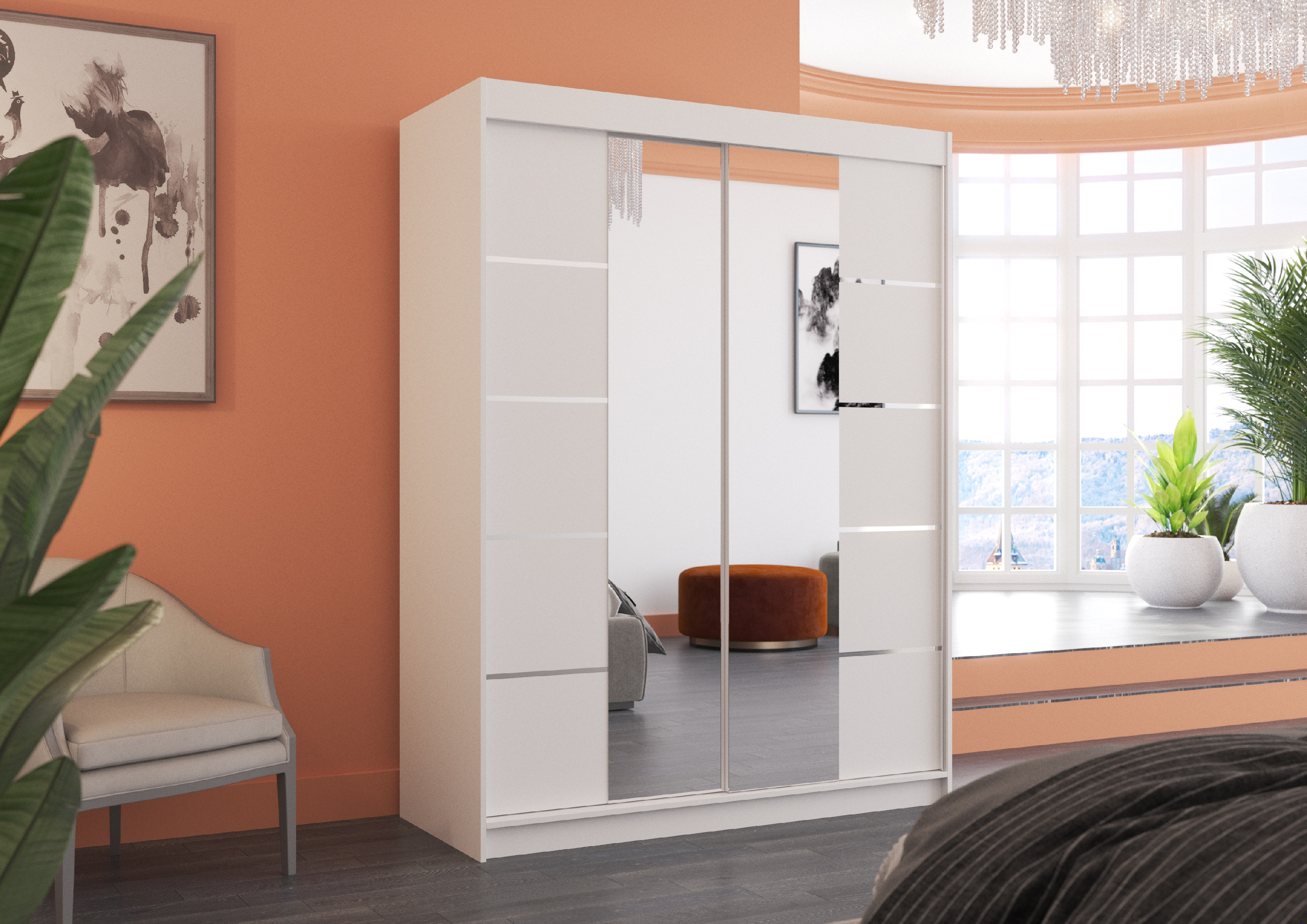 ADRK Šatní zrcadlová skříň posuvná NORDIC W 150