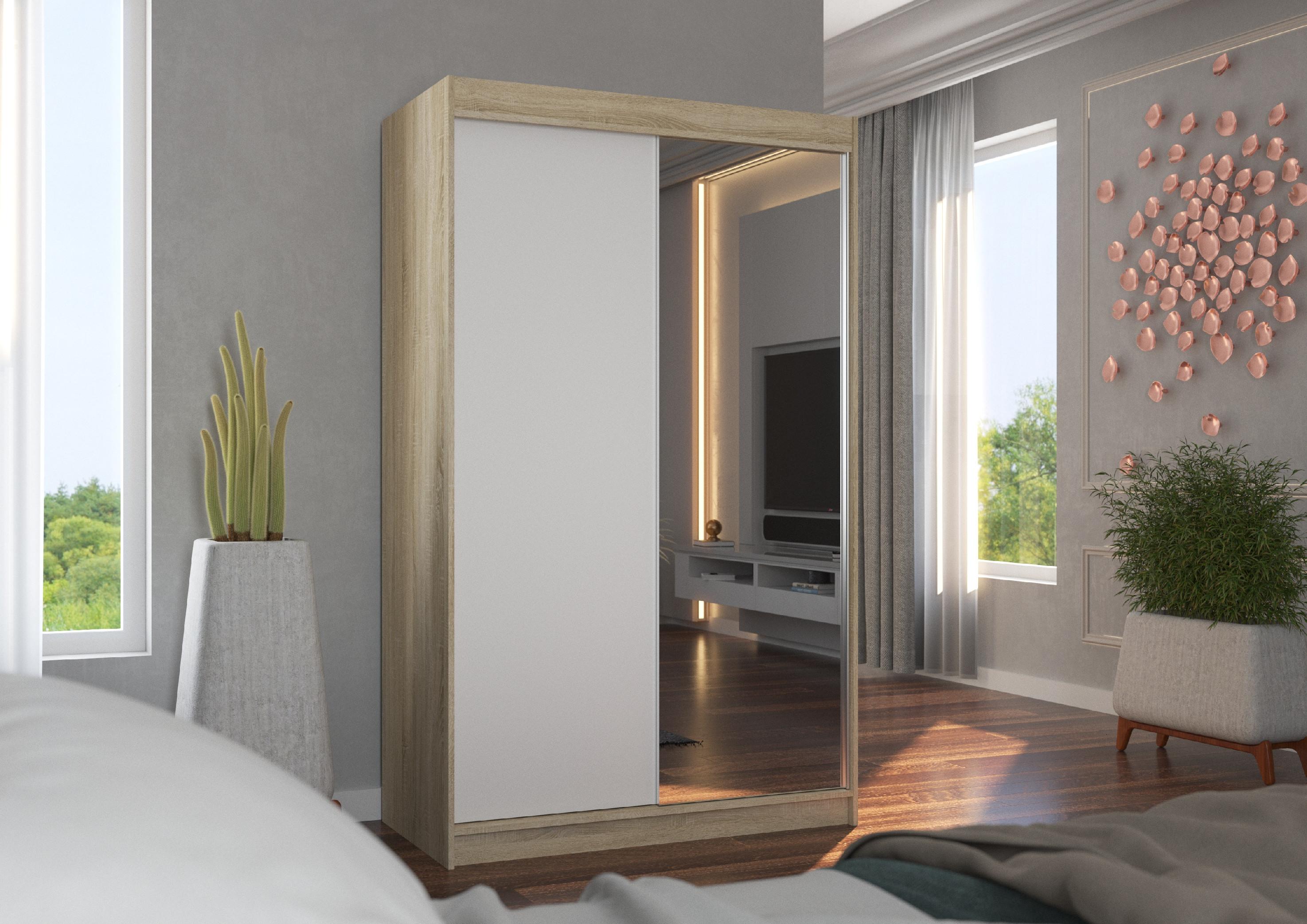 ADRK Šatní zrcadlová skříň posuvná REWENA S-W 120