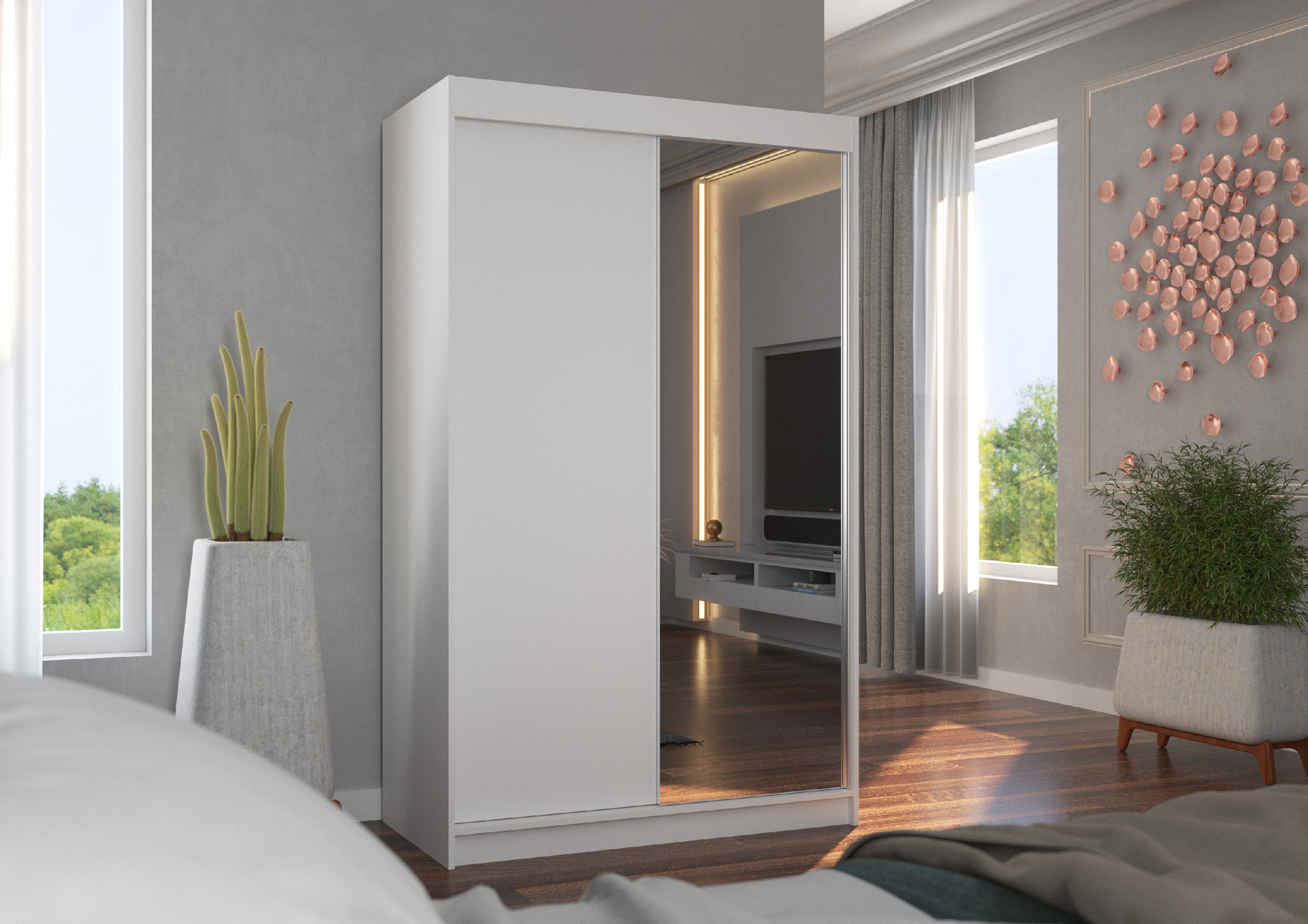 ADRK Šatní zrcadlová skříň posuvná REWENA W 120