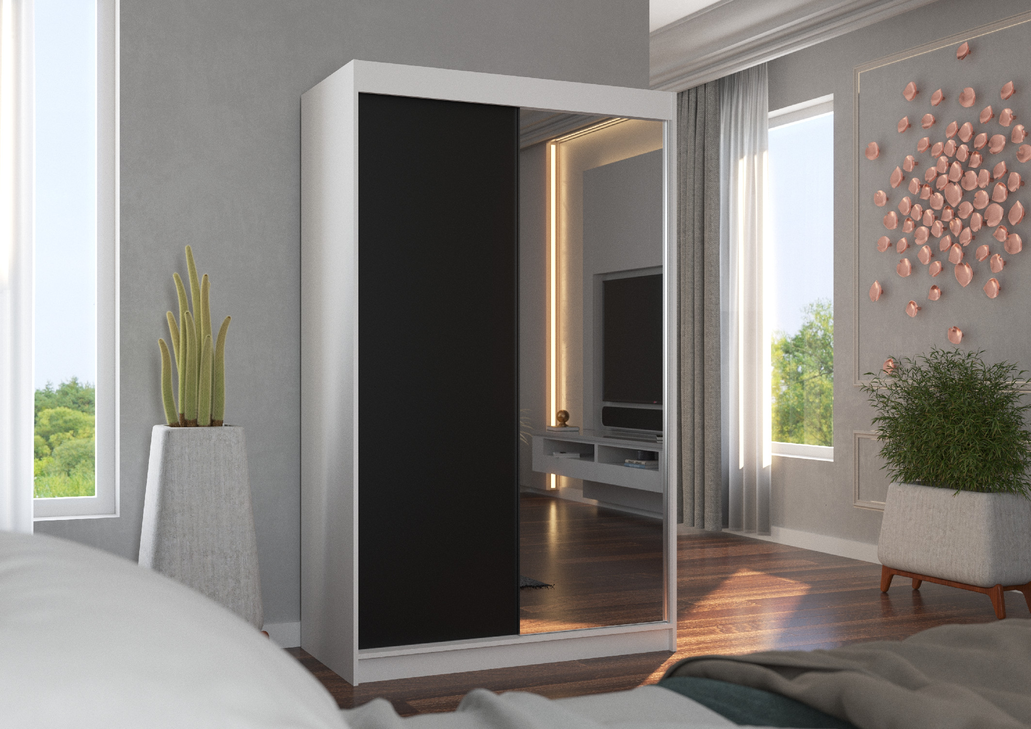 ADRK Šatní zrcadlová skříň posuvná REWENA W-B 120