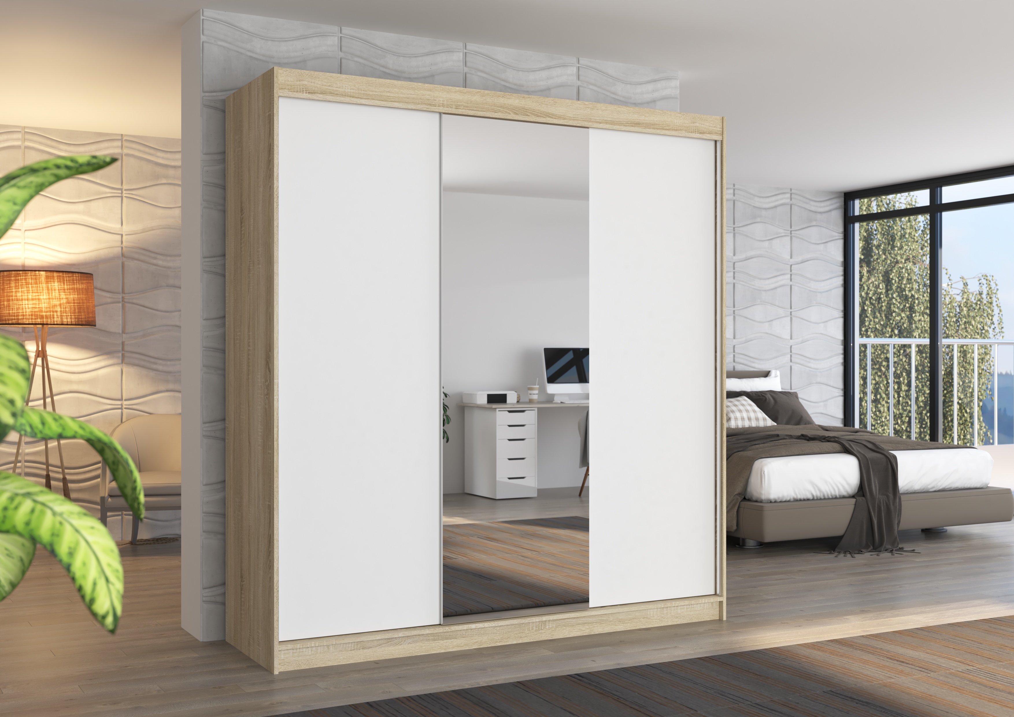 ADRK Šatní zrcadlová skříň posuvná SANTIAGO S-W 200