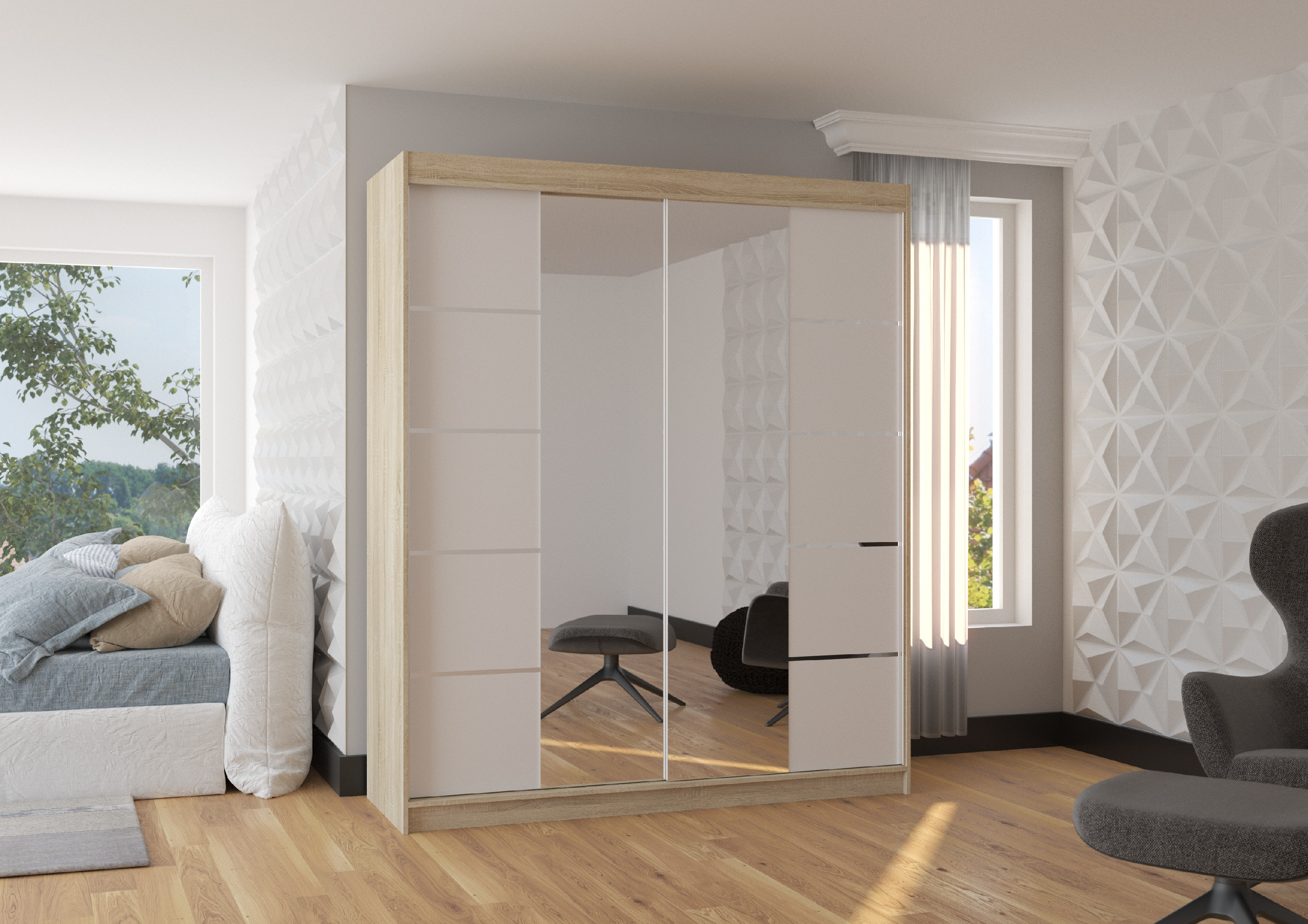 ADRK Šatní zrcadlová skříň posuvná TRAVES S-W 180